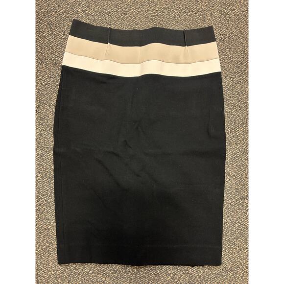 New Lisa Baday Frances Heffernan Black, Beige, and Tan Skirt Size 6 85% Viscose - Picture 1 of 5